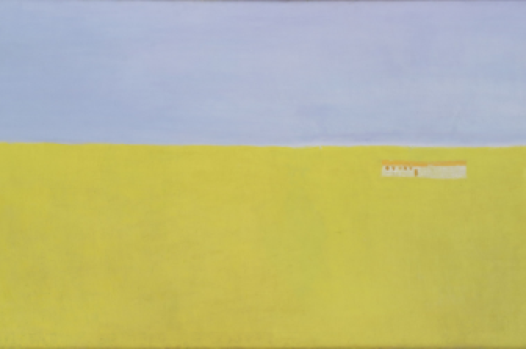 מיכאל גרוס, בית בנוף, 1970. שמן על בד, אוסף מוזאון חיפה לאמנות. צילום אלי פוזנר